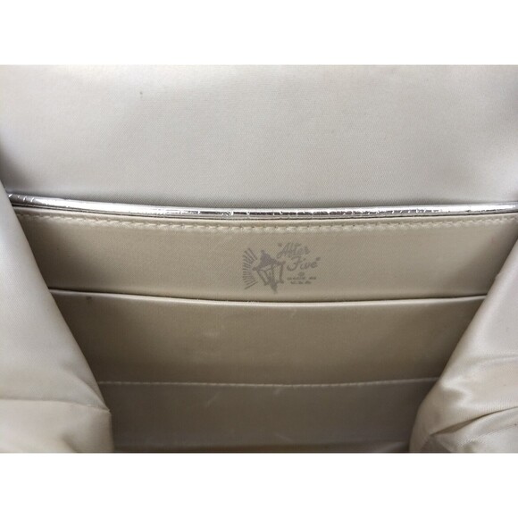 Vintage AFTER FIVE Silver Evening Clutch Hand Bag Rhinestone Orbs Kiss‎ Lock - Picture 9 of 16